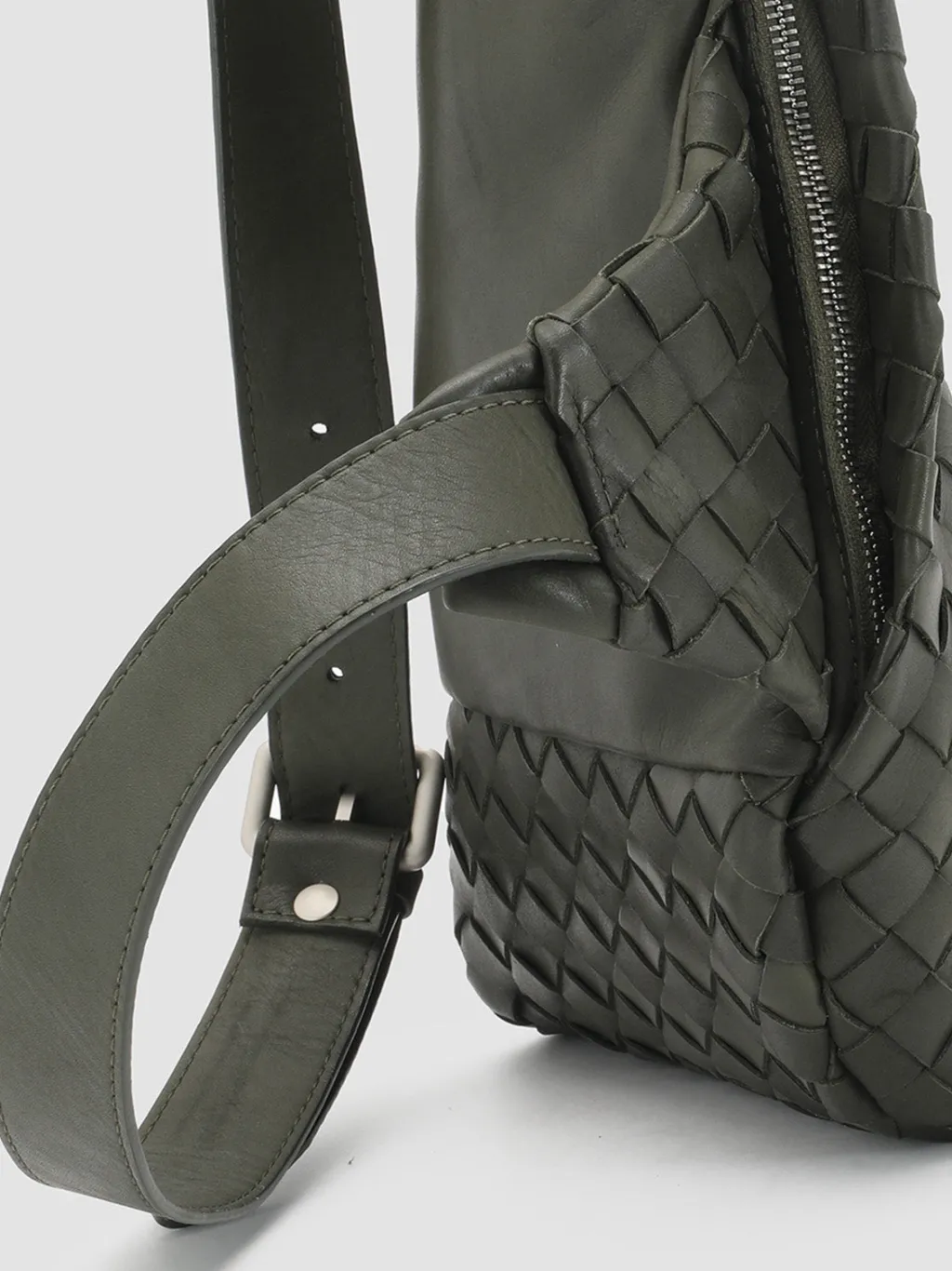 Women Officine Creative ARMOR 05 - Green Woven Leather Backpack