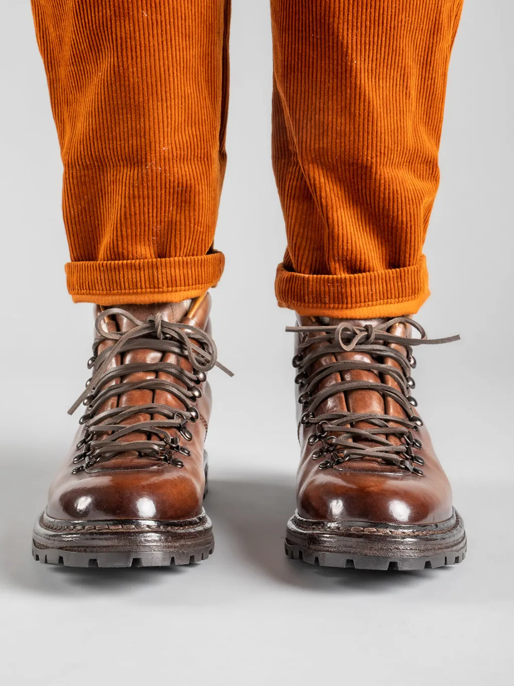 Officine Creative ARTIK 001 - Brown Leather Lace Up Boots