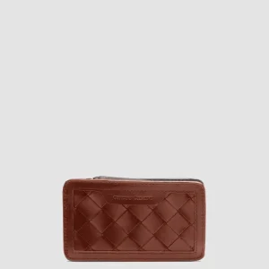 Officine Creative BERGE’ 103 - Brown Woven Leather Card Holder