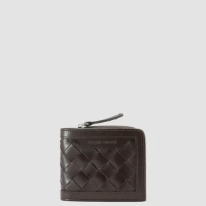 Women Officine Creative BERGE’ 104 - Brown Woven Leather Bifold Wallet