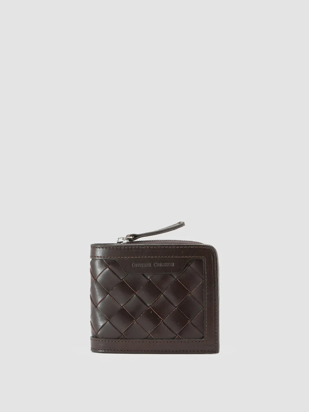 Women Officine Creative BERGE’ 104 - Brown Woven Leather Bifold Wallet