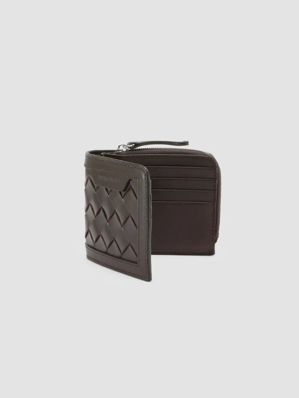 Women Officine Creative BERGE’ 104 - Brown Woven Leather Bifold Wallet
