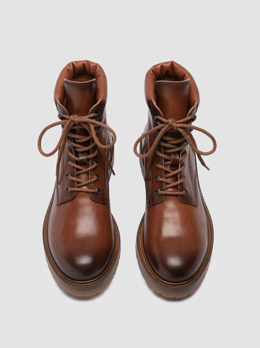 Officine Creative BOSS 002 - Brown Leather Lace Up Boots