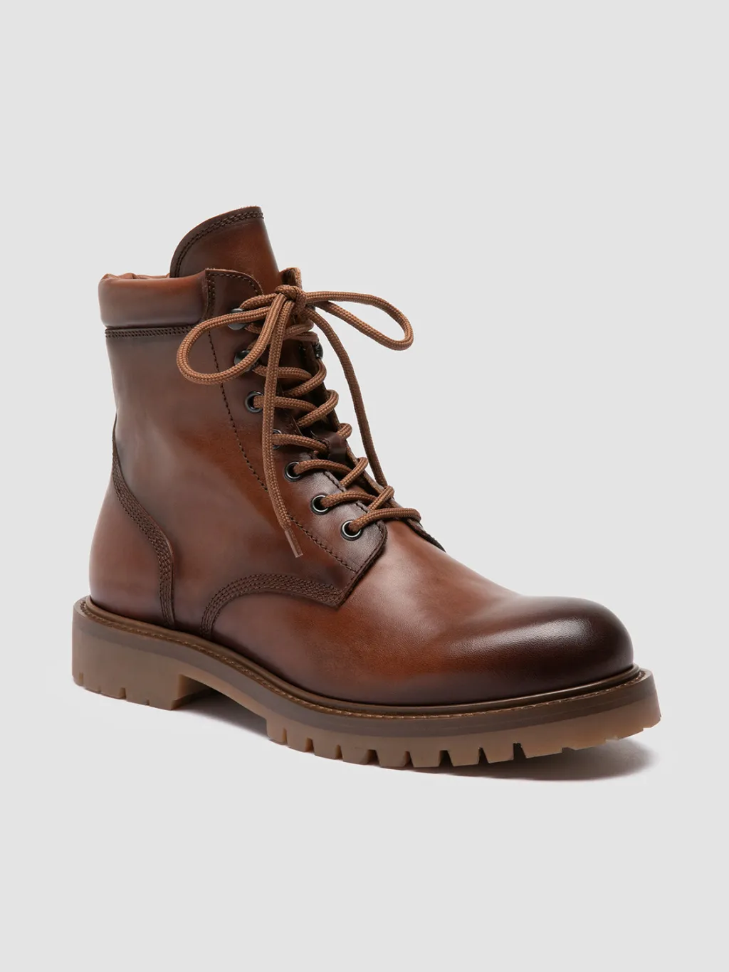 Officine Creative BOSS 002 - Brown Leather Lace Up Boots
