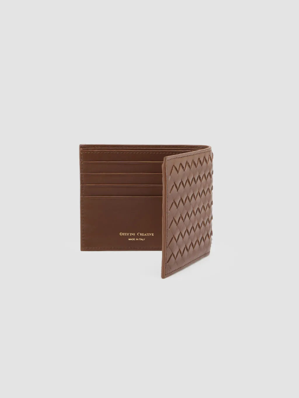 Women Officine Creative BOUDIN 123 - Brown Woven Leather Bifold Wallet