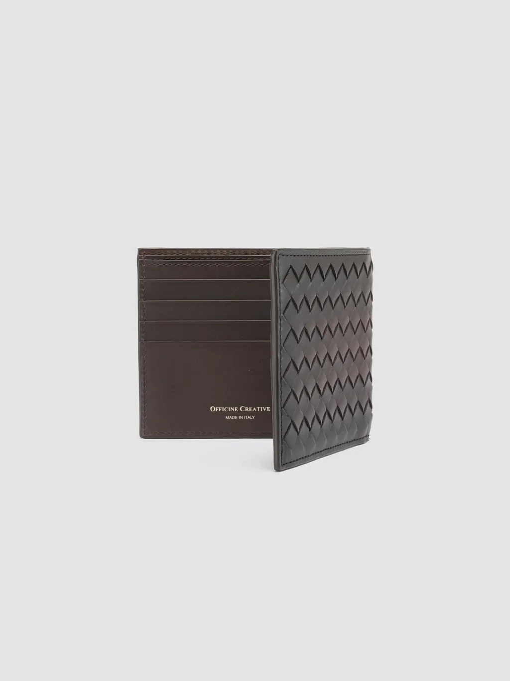Women Officine Creative BOUDIN 123 - Brown Woven Leather Bifold Wallet