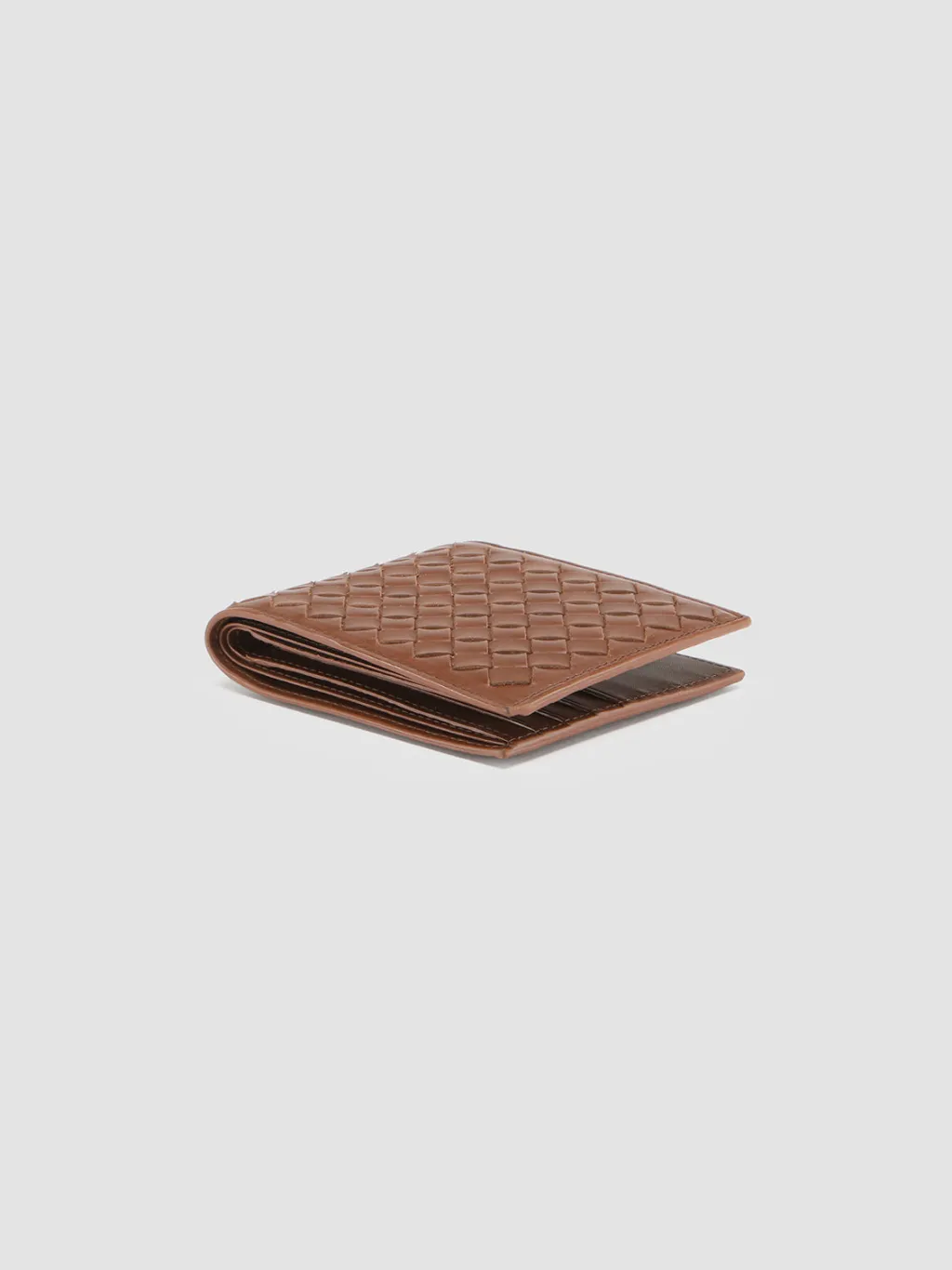 Women Officine Creative BOUDIN 123 - Brown Woven Leather Bifold Wallet