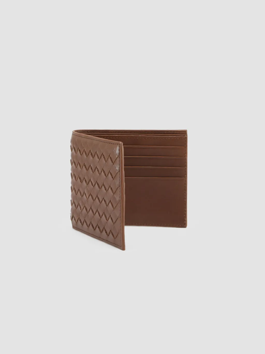 Women Officine Creative BOUDIN 123 - Brown Woven Leather Bifold Wallet