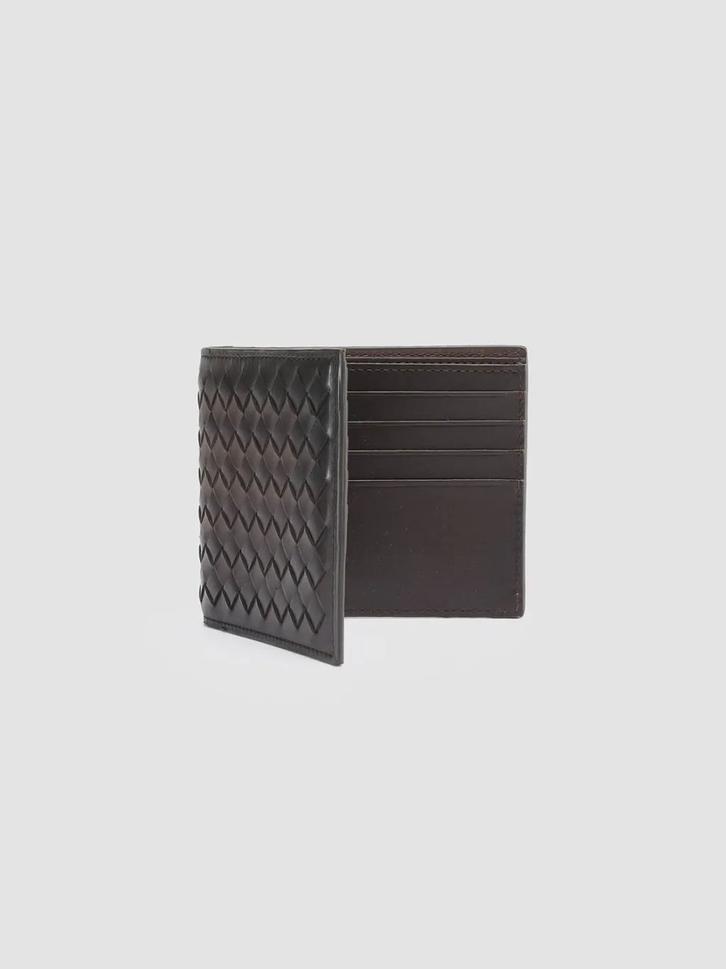 Women Officine Creative BOUDIN 123 - Brown Woven Leather Bifold Wallet