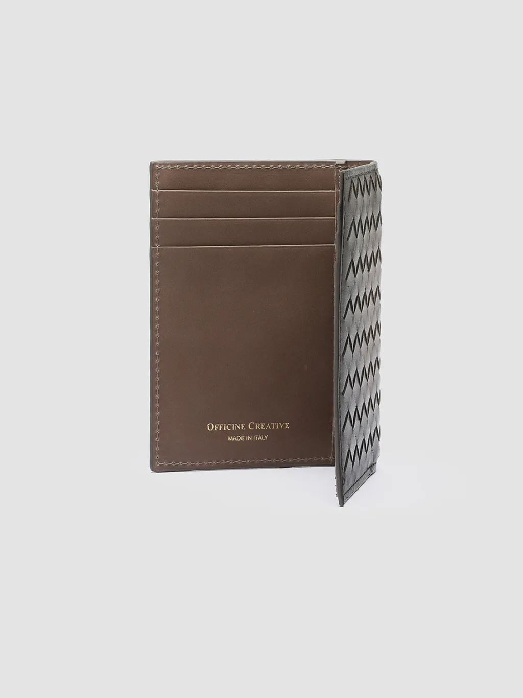 Women Officine Creative BOUDIN 124 - Taupe Woven Leather Bifold Wallet