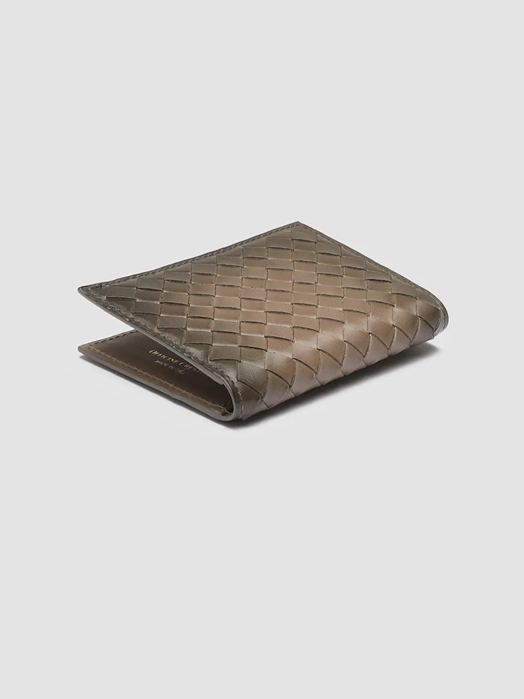 Women Officine Creative BOUDIN 124 - Taupe Woven Leather Bifold Wallet