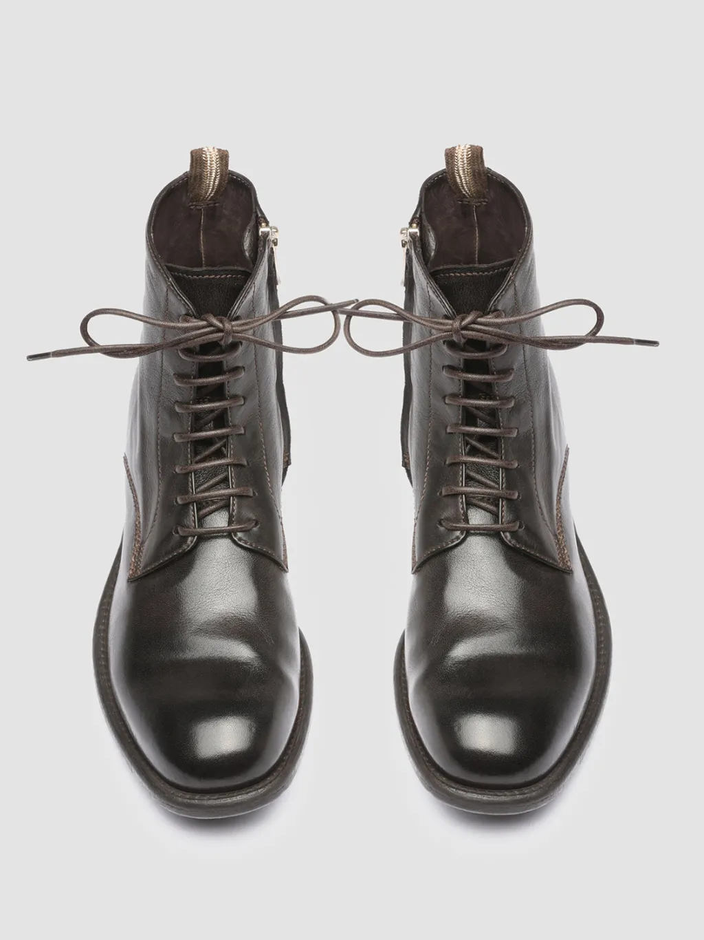 Women Officine Creative CALIXTE 002 - Brown Zipped Leather Booties
