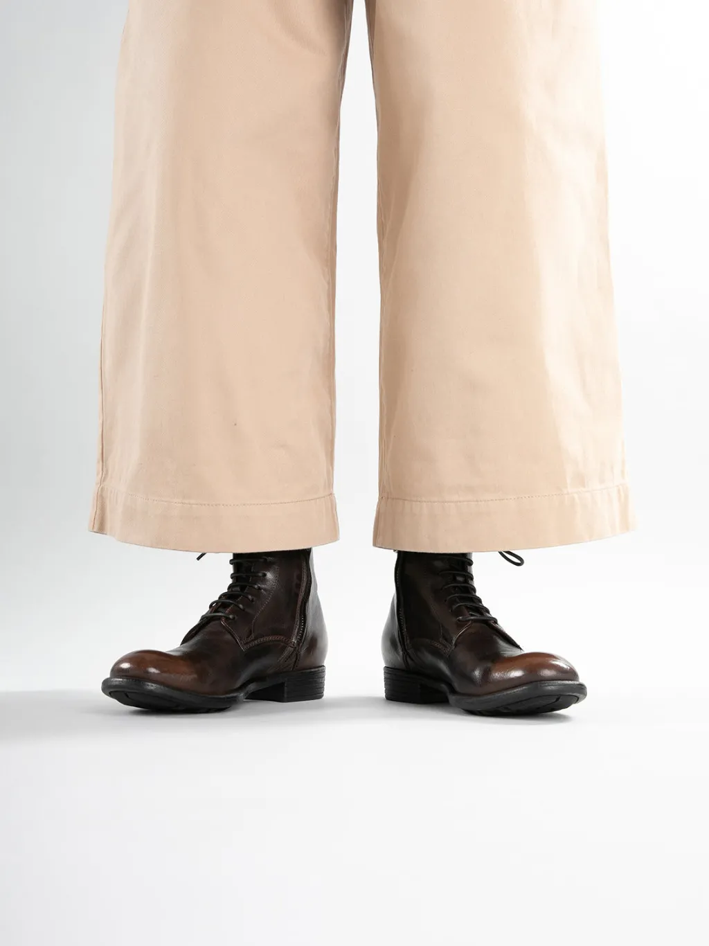 Women Officine Creative CALIXTE 002 - Brown Zipped Leather Booties