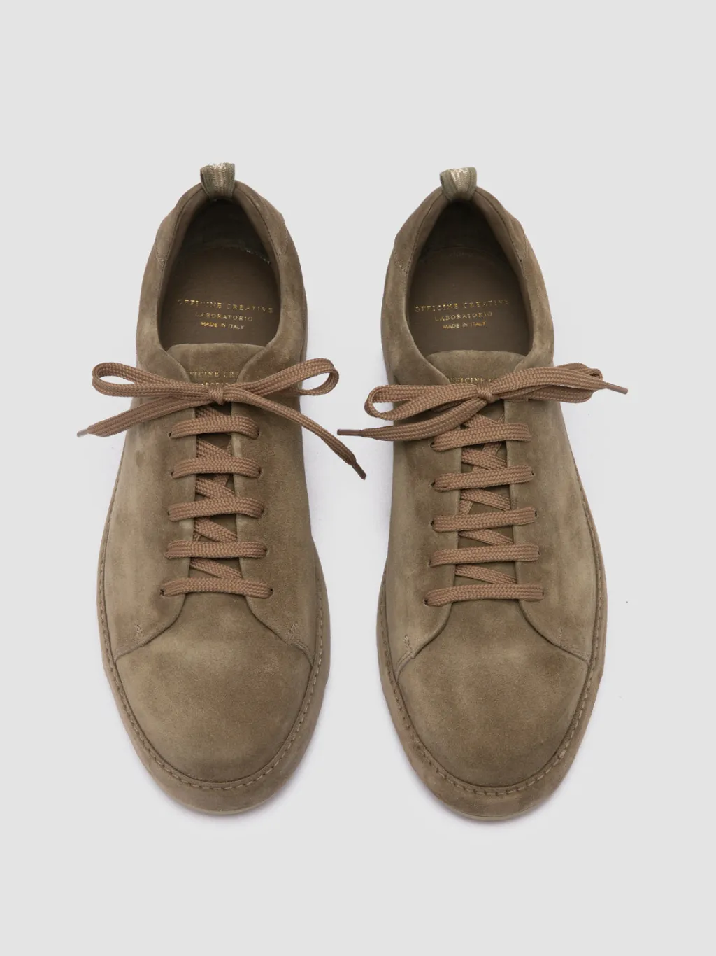 Officine Creative COVERED 001 - Green Suede Low Top Sneakers
