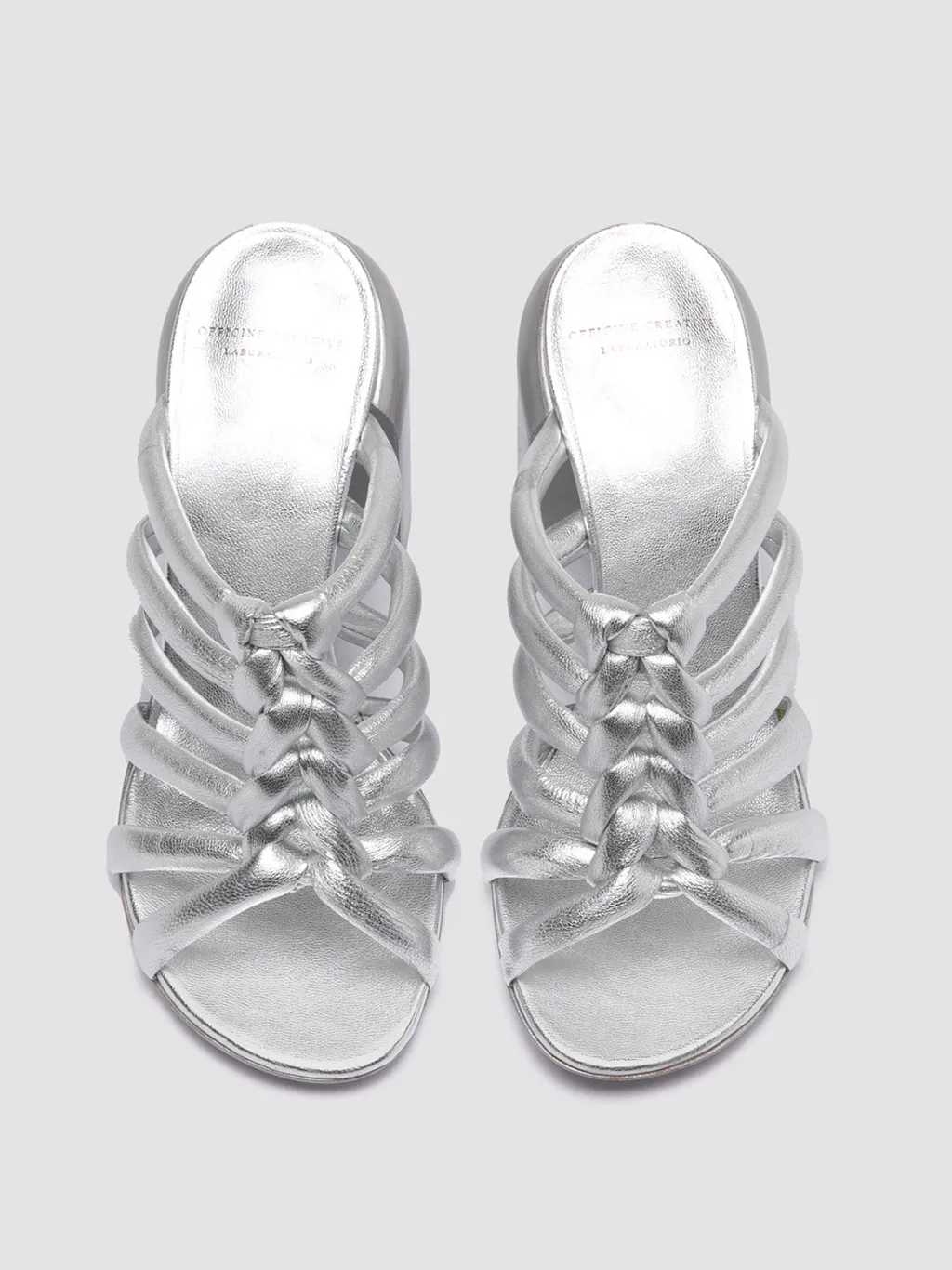 Women Officine Creative ESTHER 026 - Silver Leather Slide Sandals