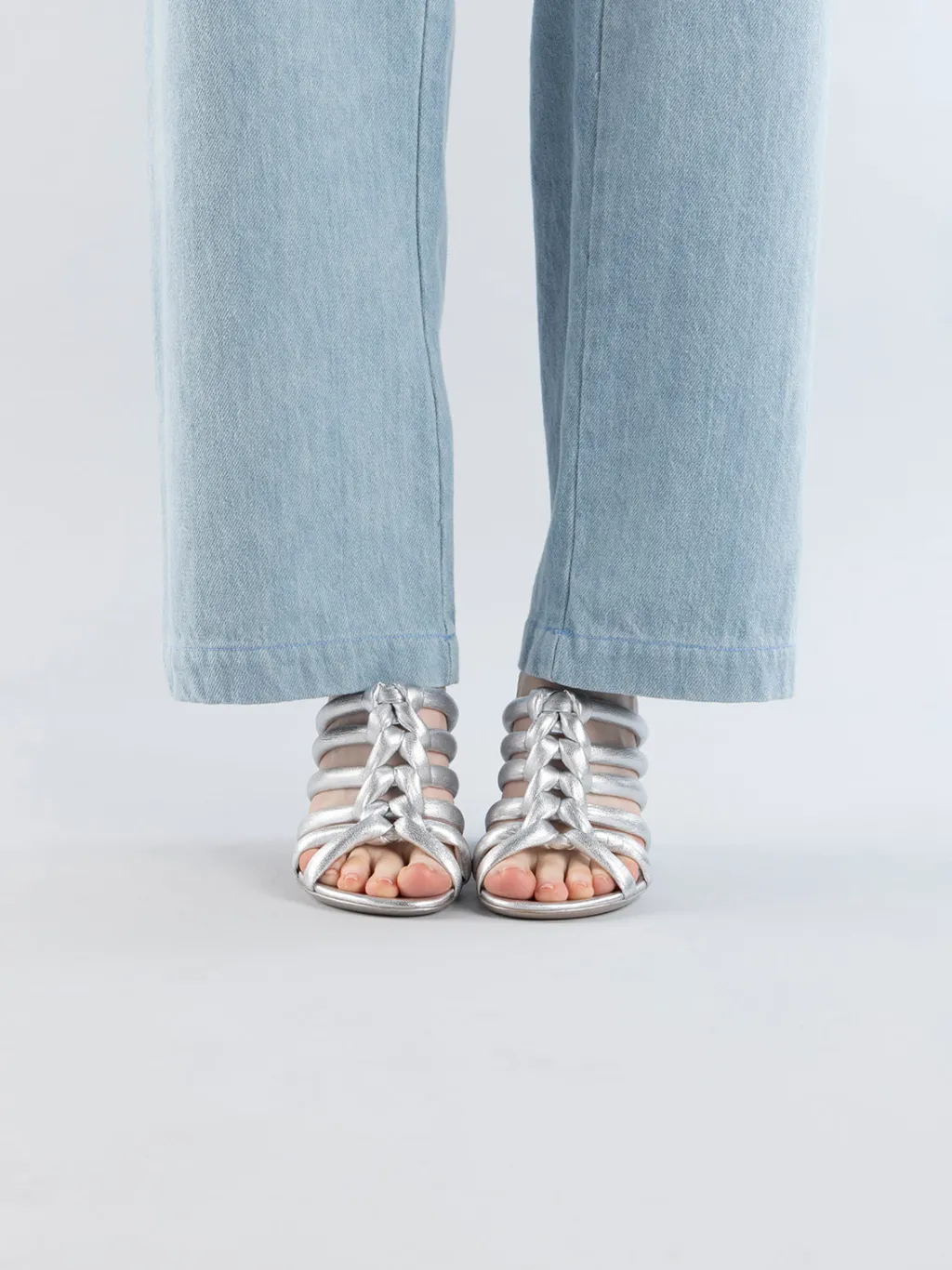 Women Officine Creative ESTHER 026 - Silver Leather Slide Sandals