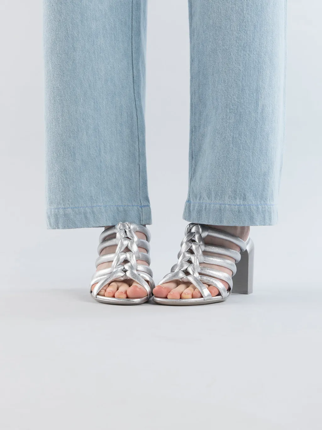 Women Officine Creative ESTHER 026 - Silver Leather Slide Sandals