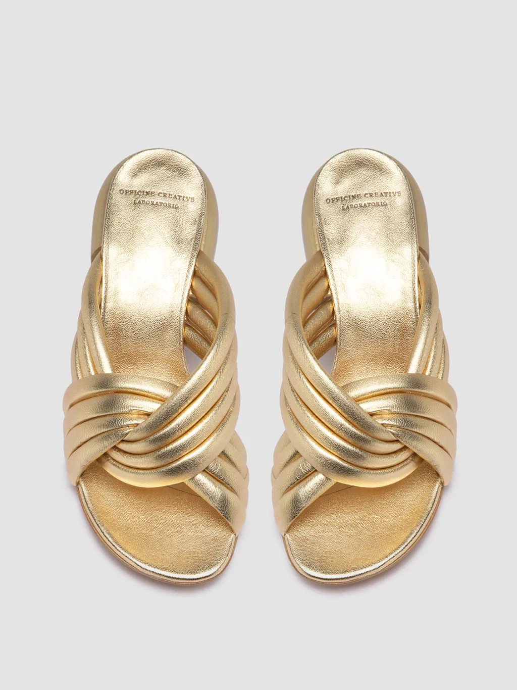 Women Officine Creative ETHEL 022 - Gold Leather Slide Sandals