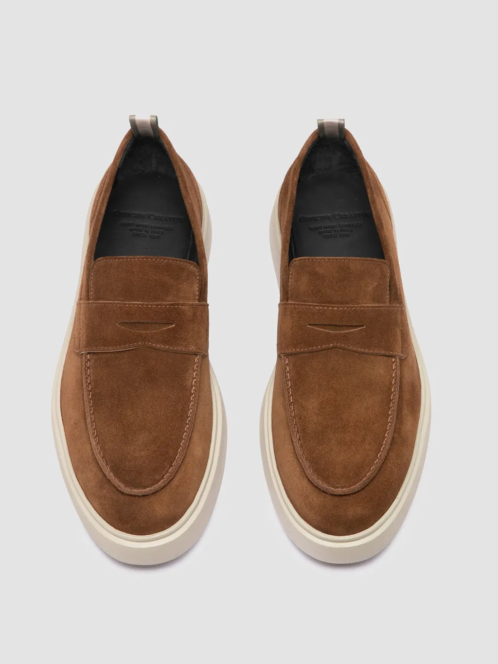 Officine Creative FRAME 001 - Brown Suede Penny Loafers