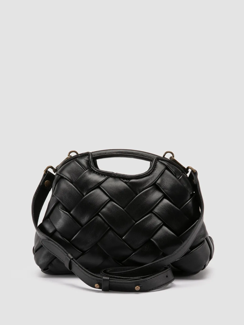 Women Officine Creative HELEN 12 Plug - Black Woven Leather Clutch Bag