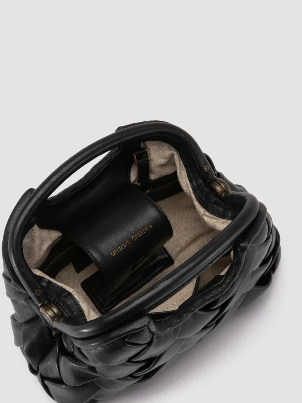 Women Officine Creative HELEN 12 Plug - Black Woven Leather Clutch Bag