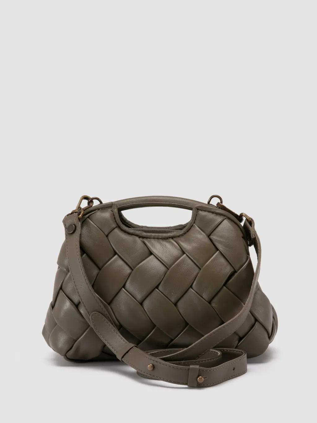 Women Officine Creative HELEN 12 Plug - Green Woven Leather Clutch Bag