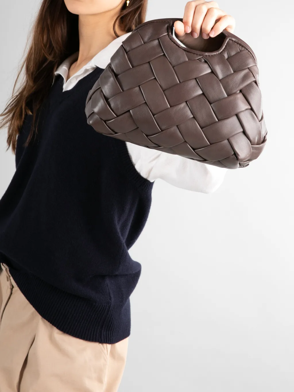 Women Officine Creative HELEN 12 Plug - Green Woven Leather Clutch Bag