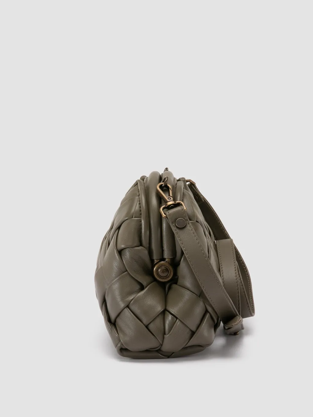 Women Officine Creative HELEN 12 Plug - Green Woven Leather Clutch Bag