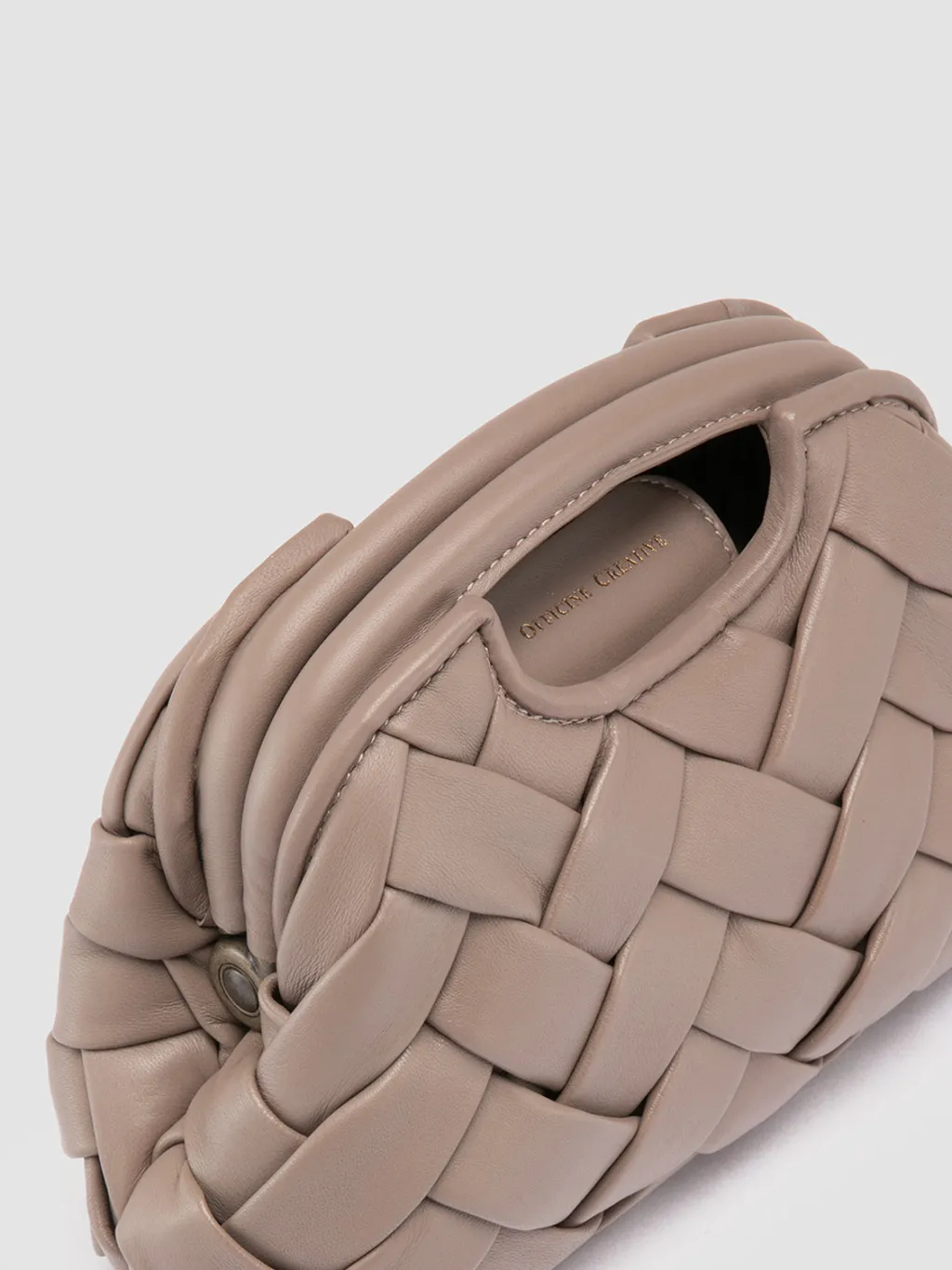 Women Officine Creative HELEN 12 Plug - Taupe Woven Leather Clutch Bag