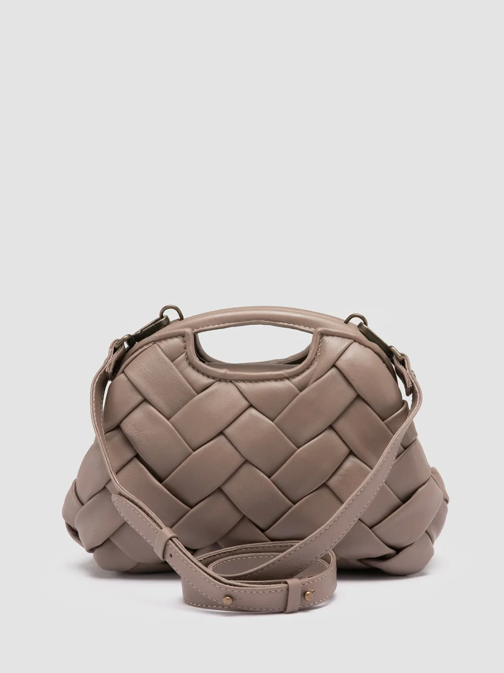 Women Officine Creative HELEN 12 Plug - Taupe Woven Leather Clutch Bag
