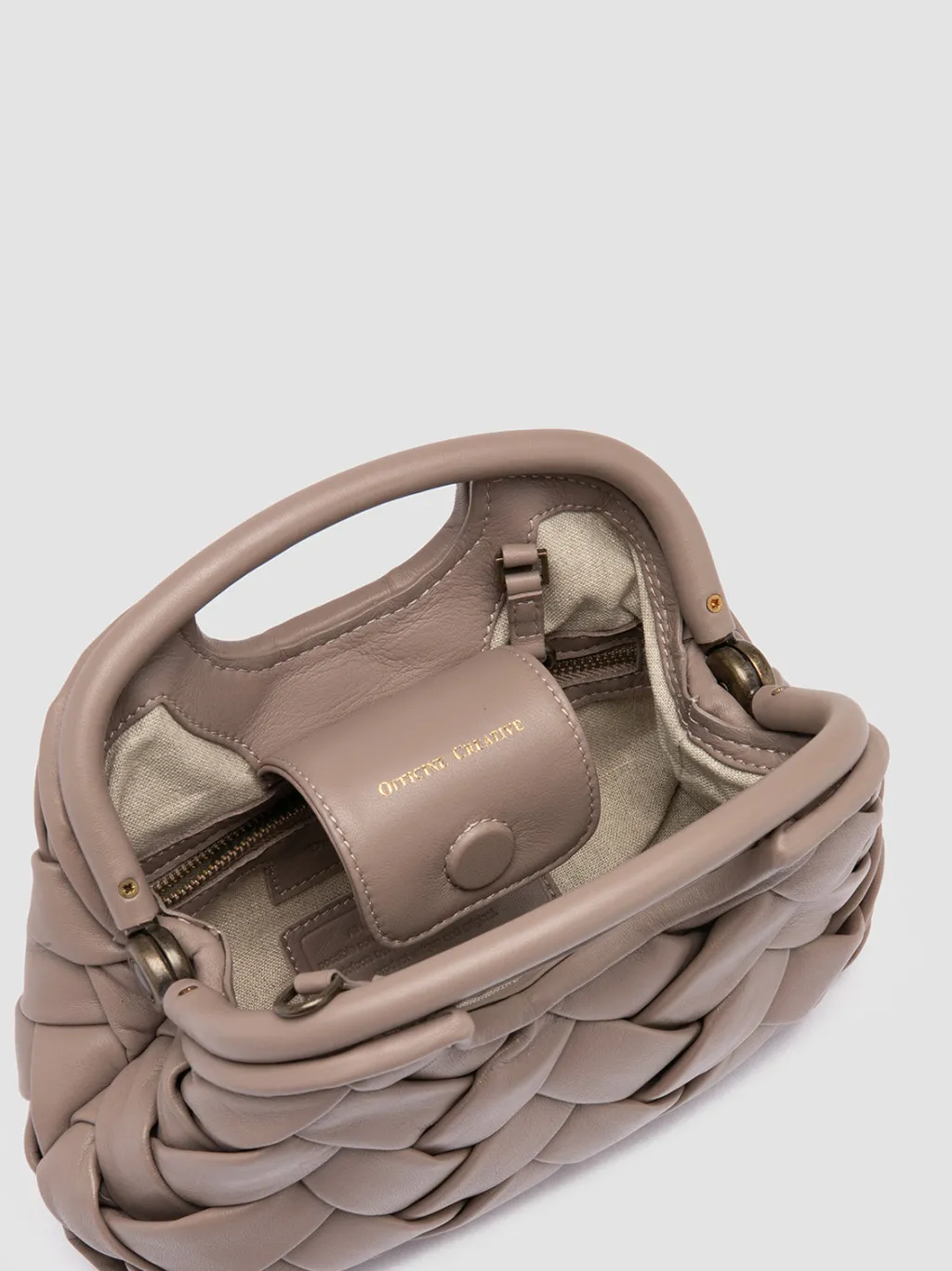 Women Officine Creative HELEN 12 Plug - Taupe Woven Leather Clutch Bag