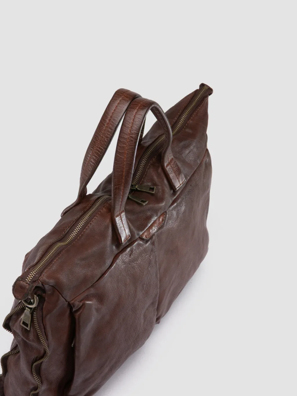 Officine Creative HELMET 046 - Brown Leather Briefcase