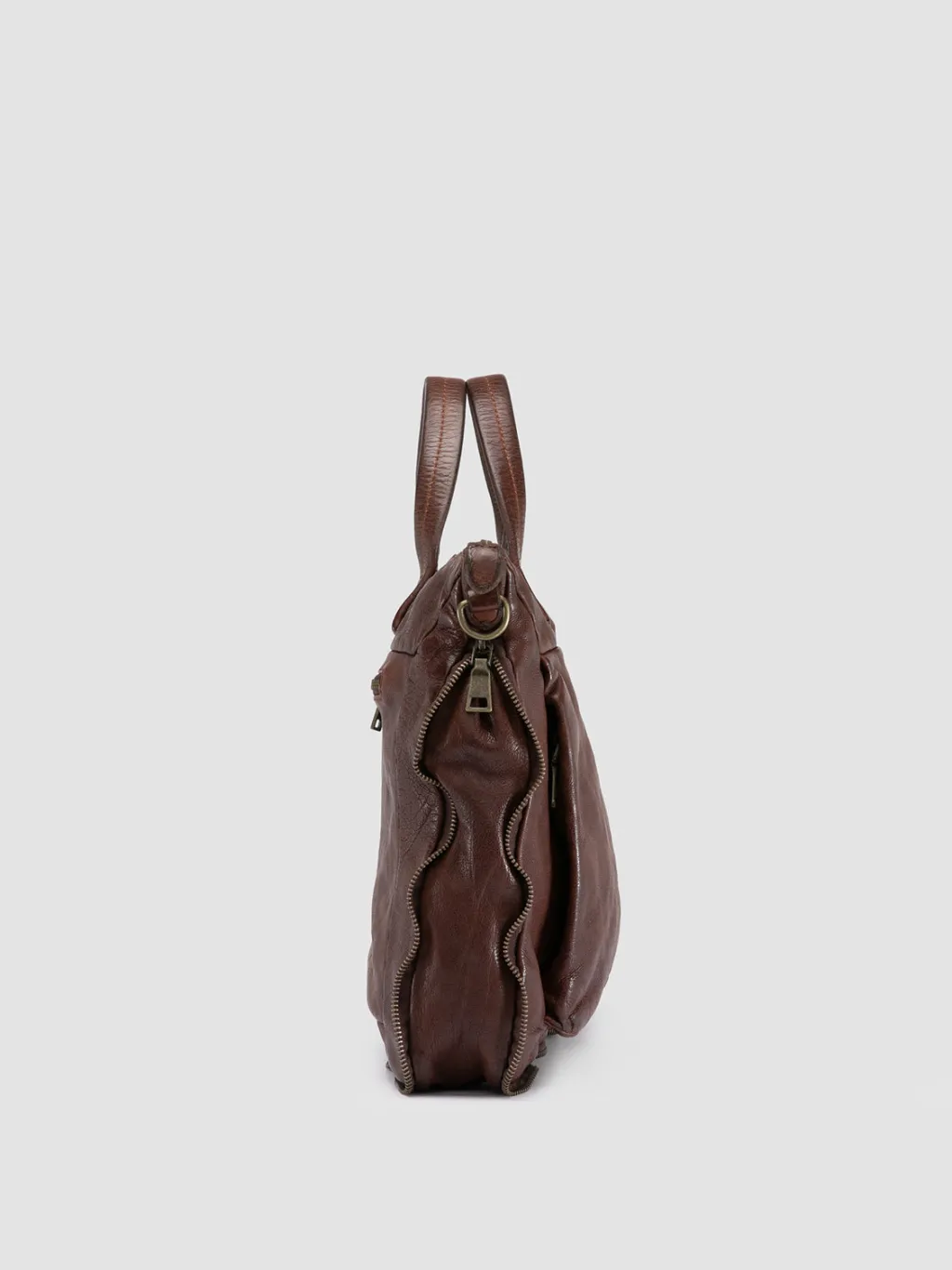 Officine Creative HELMET 046 - Brown Leather Briefcase