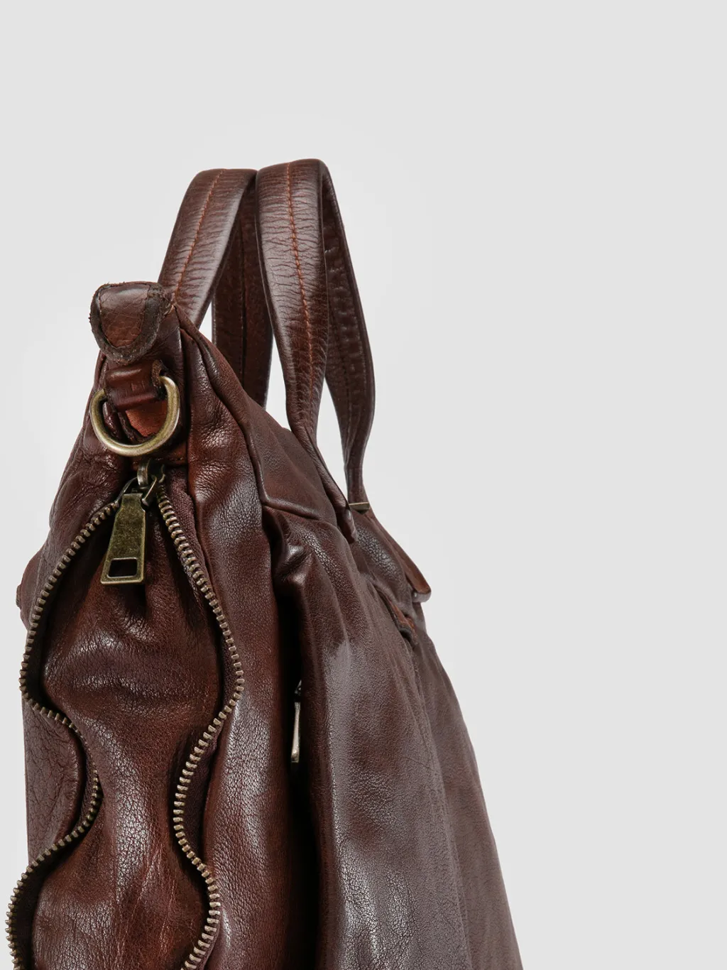 Officine Creative HELMET 046 - Brown Leather Briefcase
