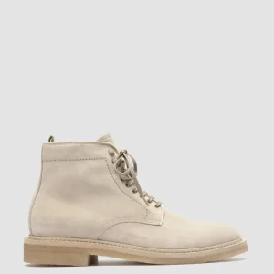 Officine Creative HOPKINS CREPE 116 - Ivory Suede Lace Up Boots
