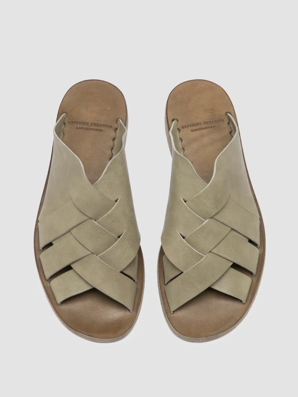 Women Officine Creative ITACA 049 - Green Leather Slide Sandals