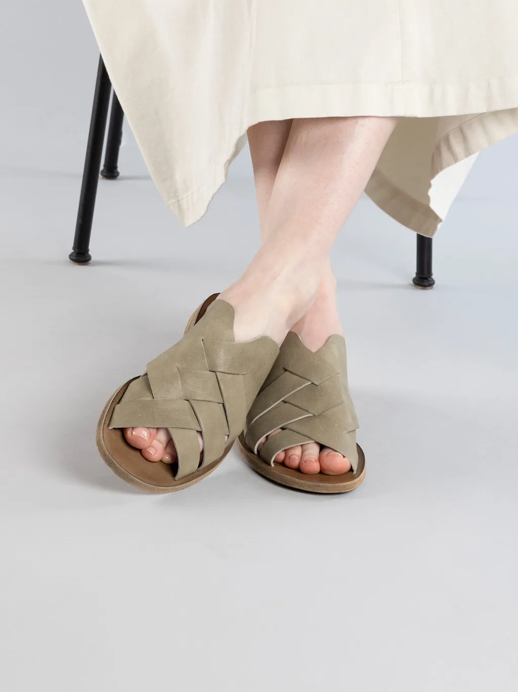 Women Officine Creative ITACA 049 - Green Leather Slide Sandals