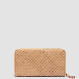 Women Officine Creative JULIET 101 - Taupe Woven Leather Zip-around Wallet