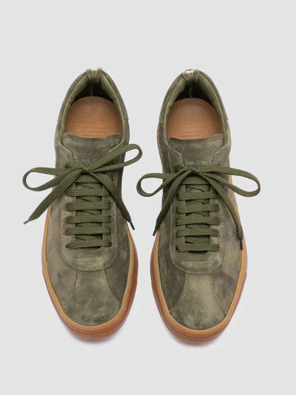 Officine Creative KARMA 015 - Green Suede Low Top Sneakers