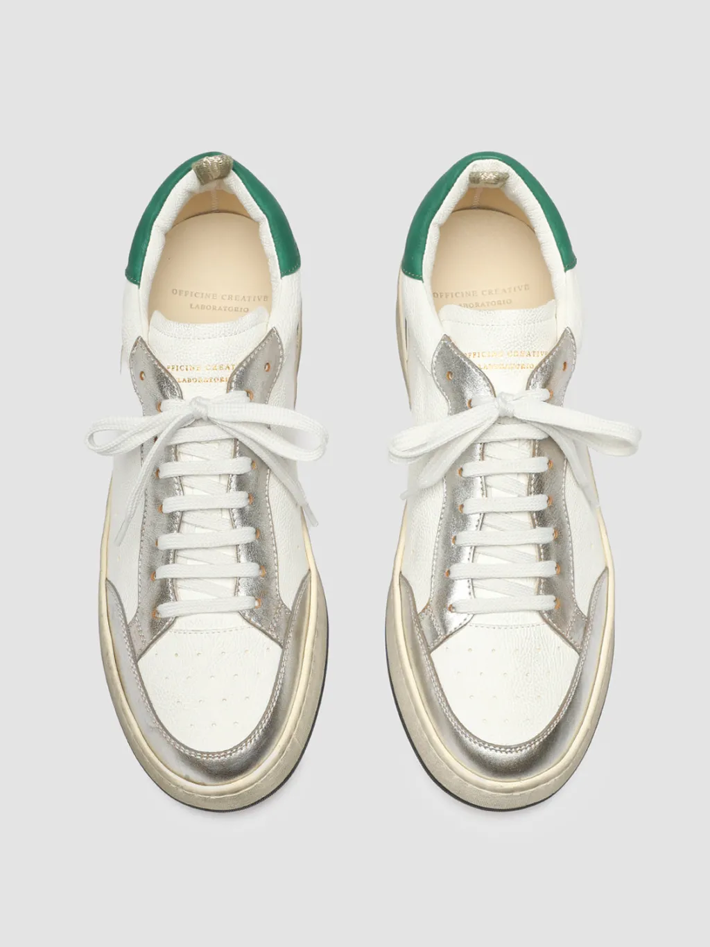 Officine Creative MAGIC 001 - White Leather And Suede Low Top Sneakers