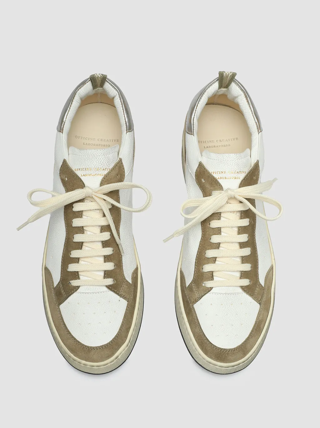 Officine Creative MAGIC 001 - White Leather And Suede Low Top Sneakers
