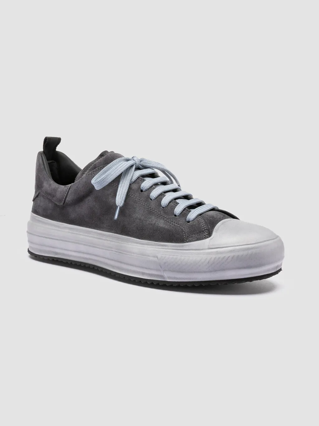 Officine Creative MES 009 - Grey Leather And Suede Low Top Sneakers