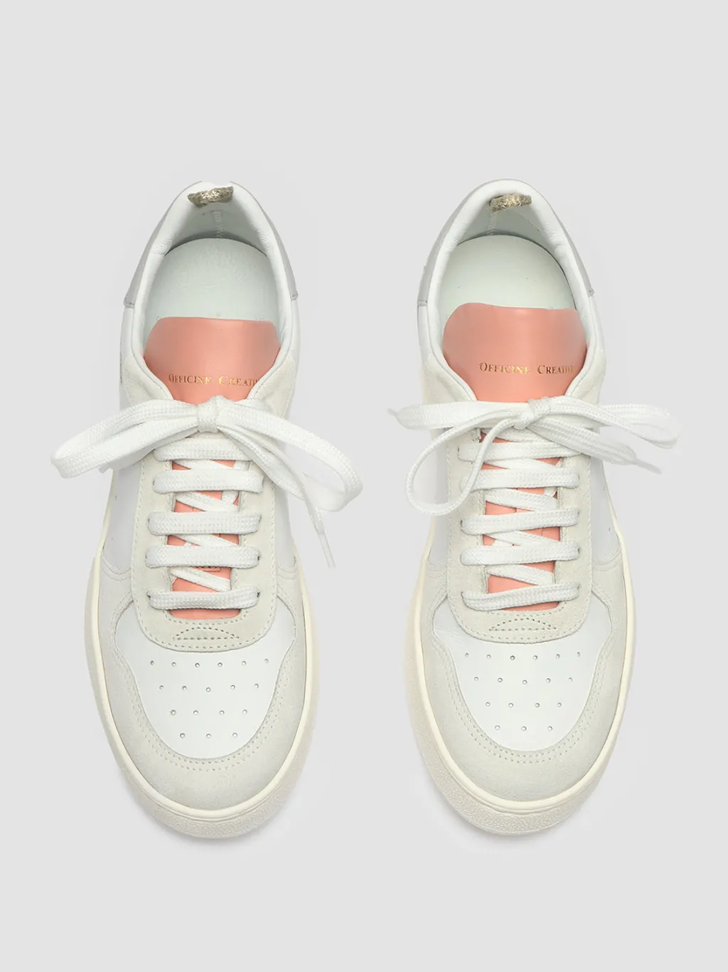 Women Officine Creative MOWER 110 - White Leather And Suede Sneakers
