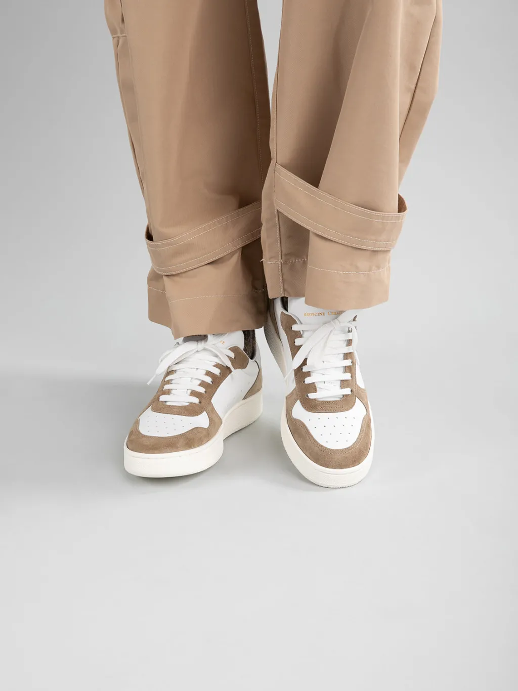 Women Officine Creative MOWER 110 - White Leather And Suede Sneakers