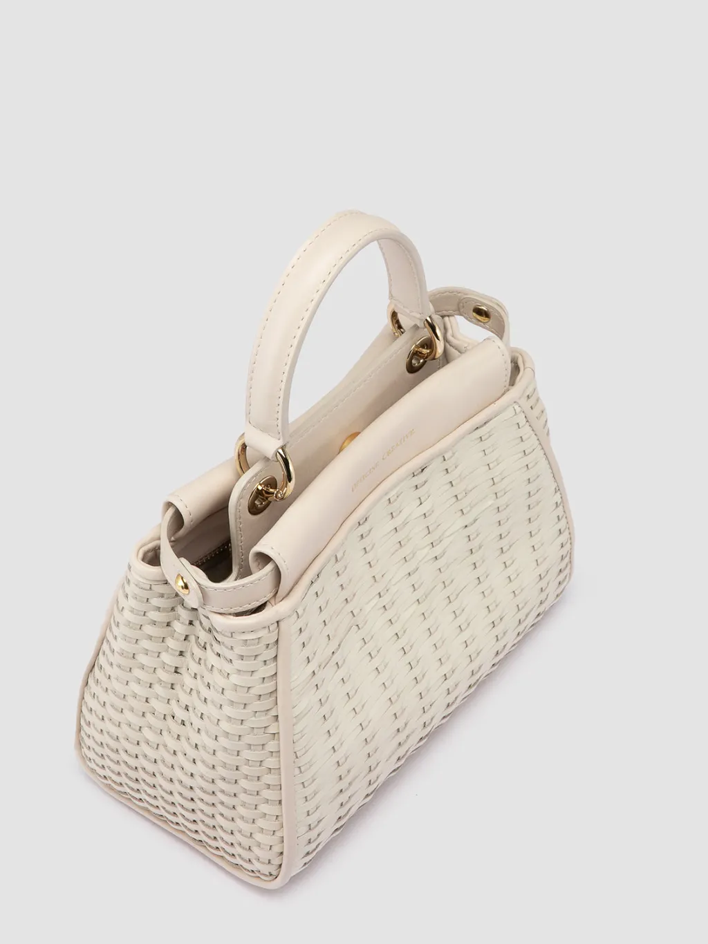Women Officine Creative NOLITA 029 - White Woven Leather Handle Bag