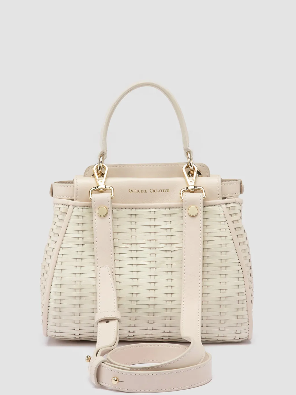 Women Officine Creative NOLITA 029 - White Woven Leather Handle Bag