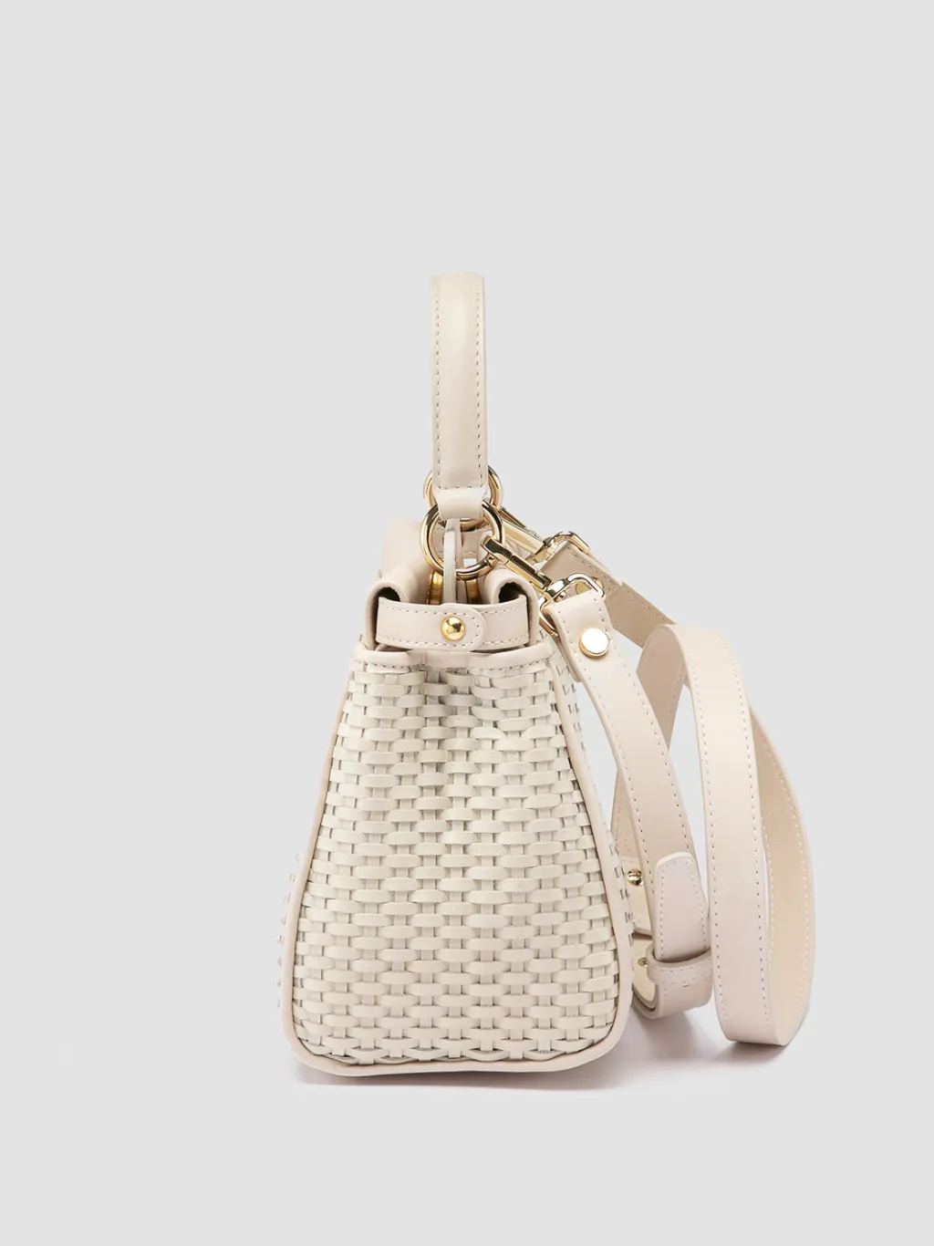 Women Officine Creative NOLITA 029 - White Woven Leather Handle Bag
