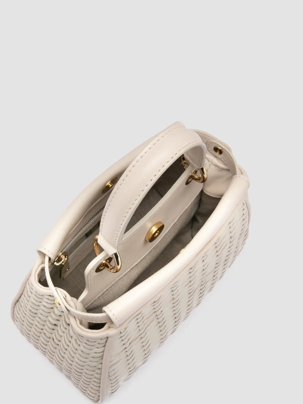 Women Officine Creative NOLITA 029 - White Woven Leather Handle Bag