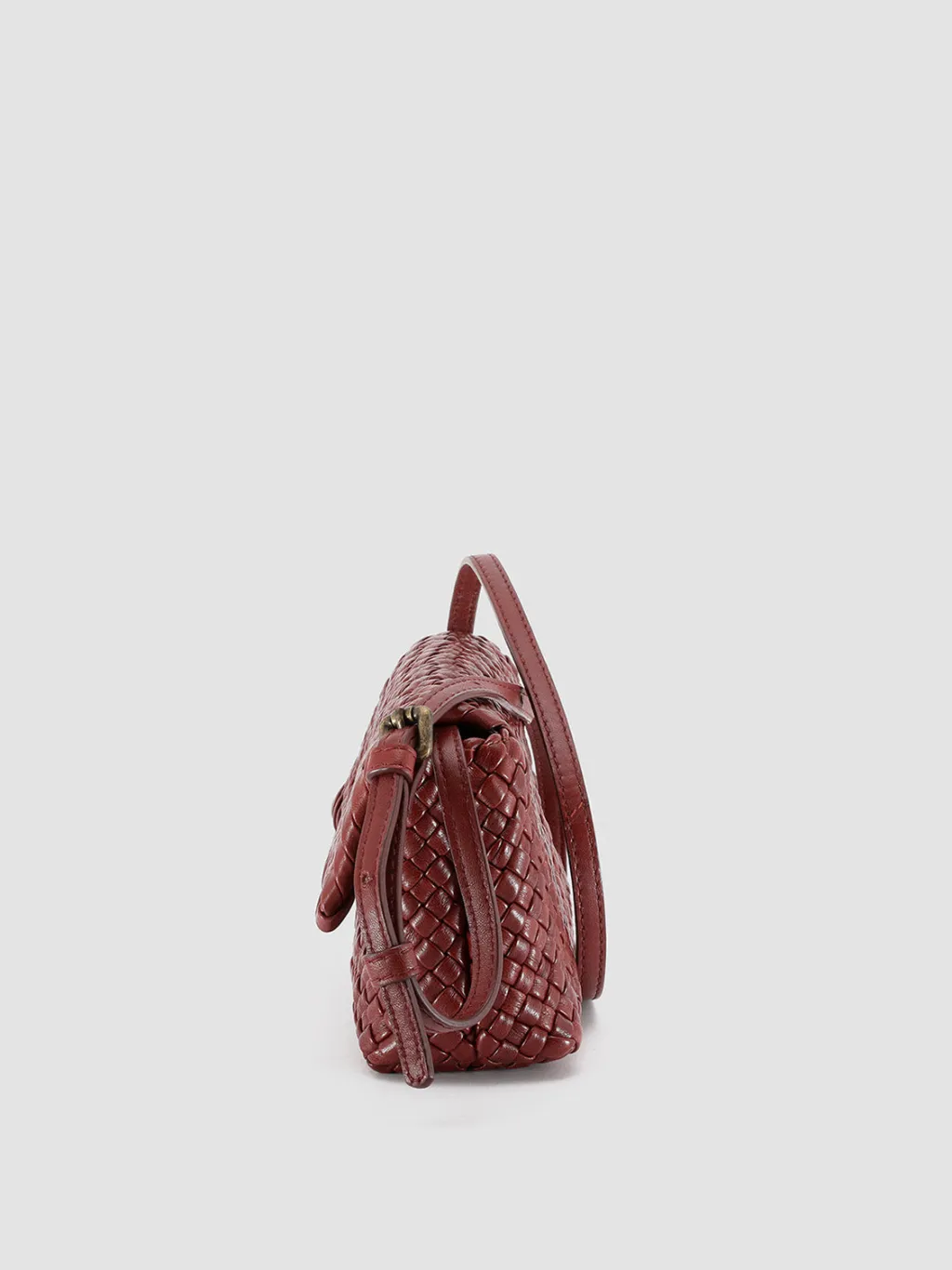 Women Officine Creative OC CLASS 47 - Burgundy Woven Leather Crossbody Bag