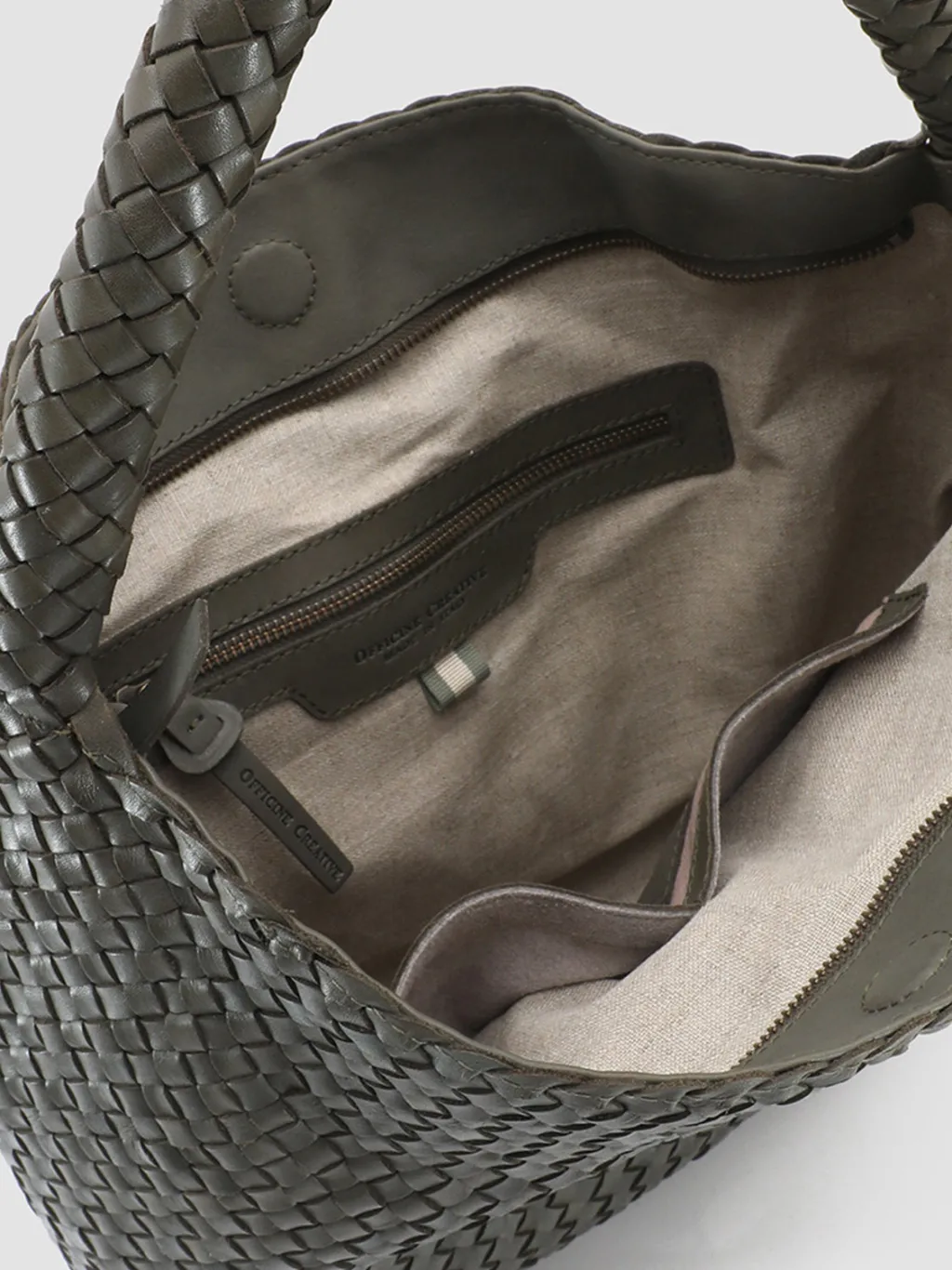 Women Officine Creative OC CLASS 9 - Green Woven Leather Tote Bag